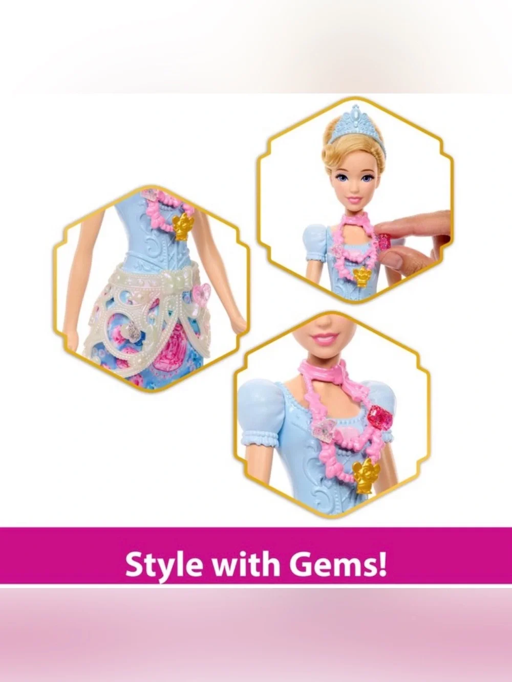 Disney Princess Jewel Reveal Cinderella Fashion Doll 8 Surprises Accessories NWT